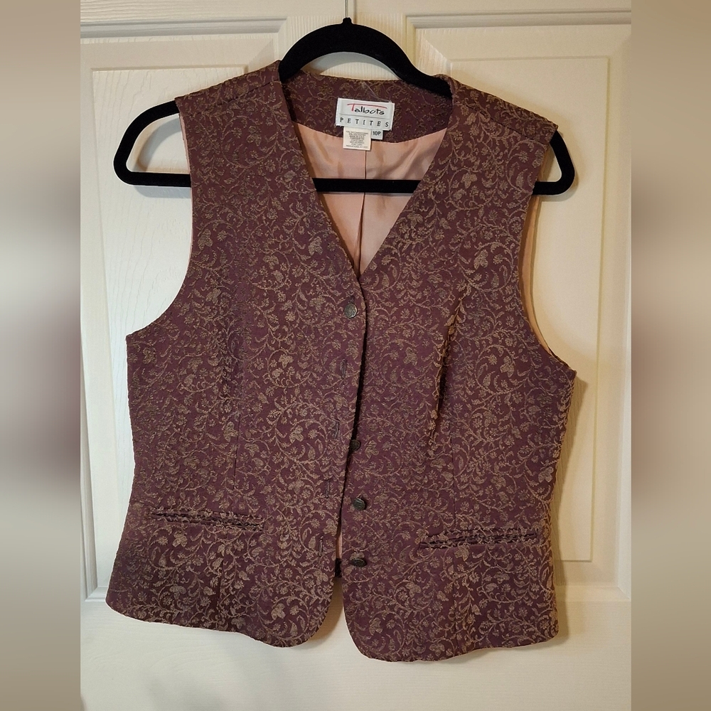 Talbots Plum Brocade Vest